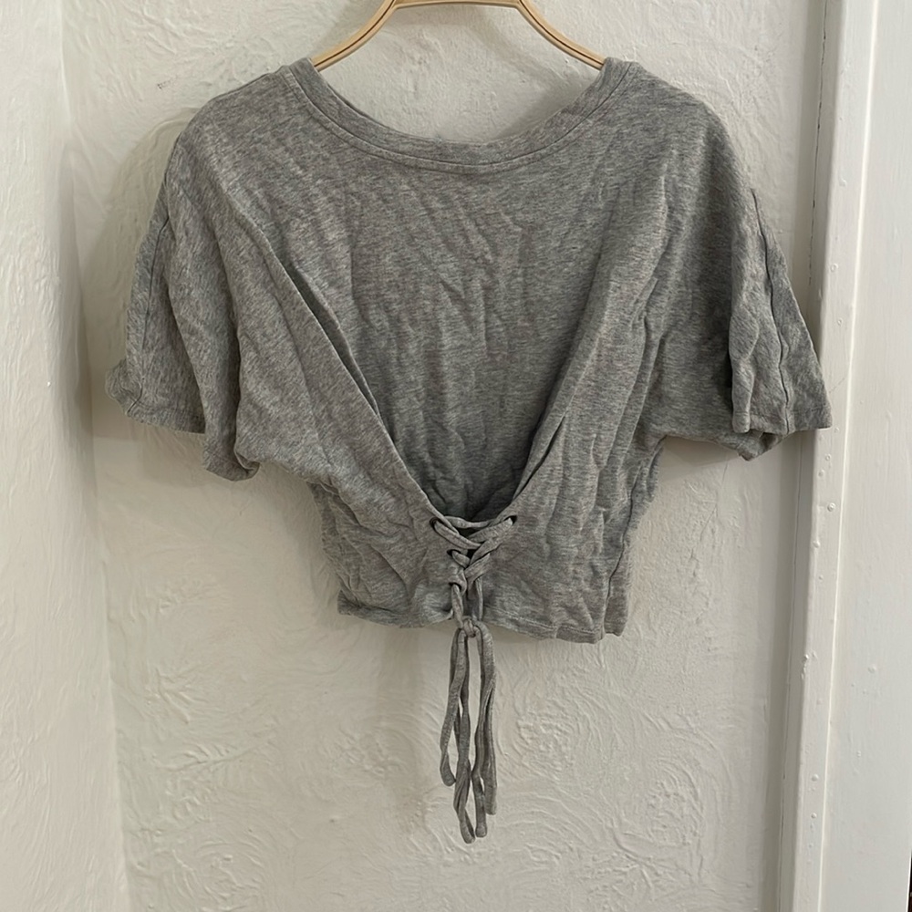MP|C Women's Lace Up Tee Size S In Heather Grey